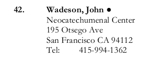 Fr. John's address in 2013