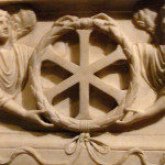 Detail of IX monogram on Constantinople sarcophagus, end of 3rd, early 4th century.